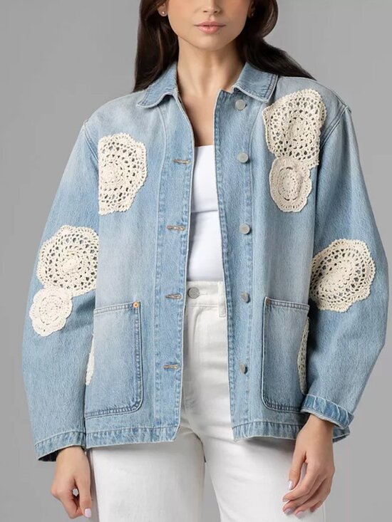 Blank NYC Jackets & Blazers - BLANKNYC Surf Camp Denim Jacket with Crochet appliqué